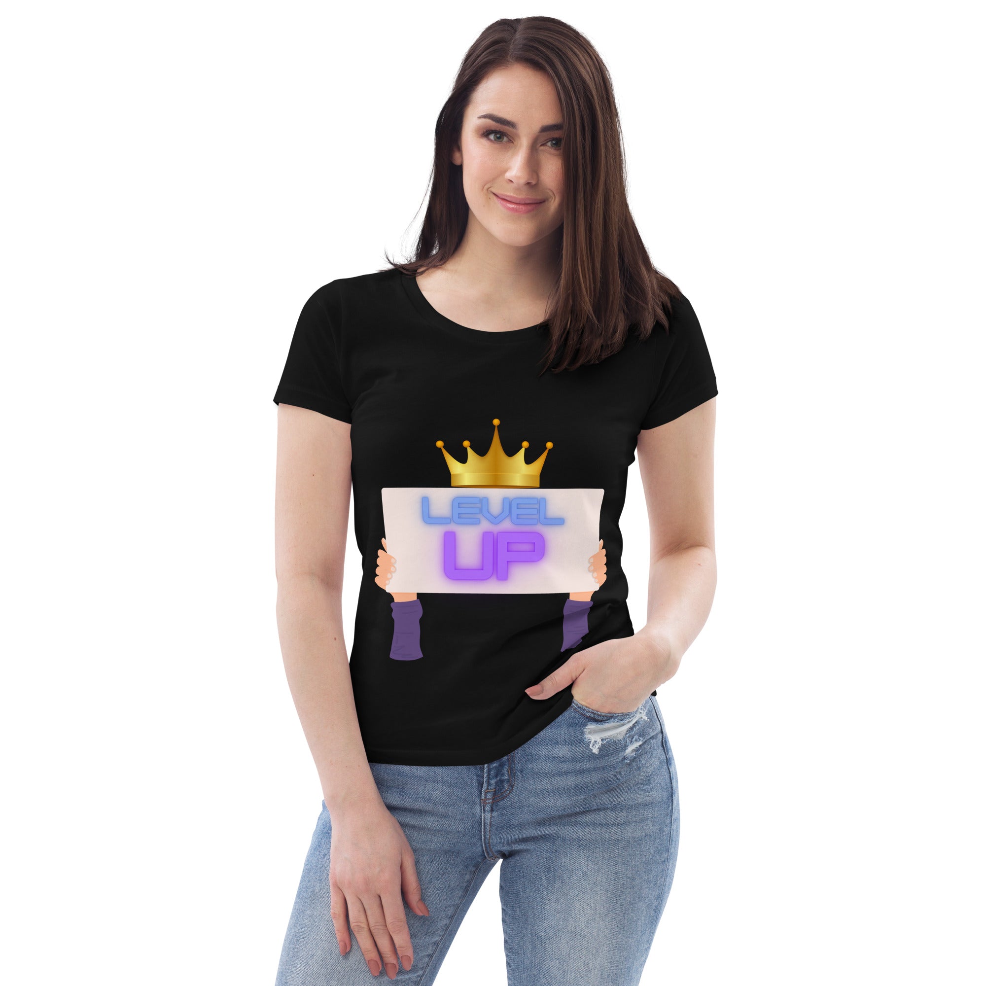 Ladies Level Up fitted eco tee-VisibiliTees